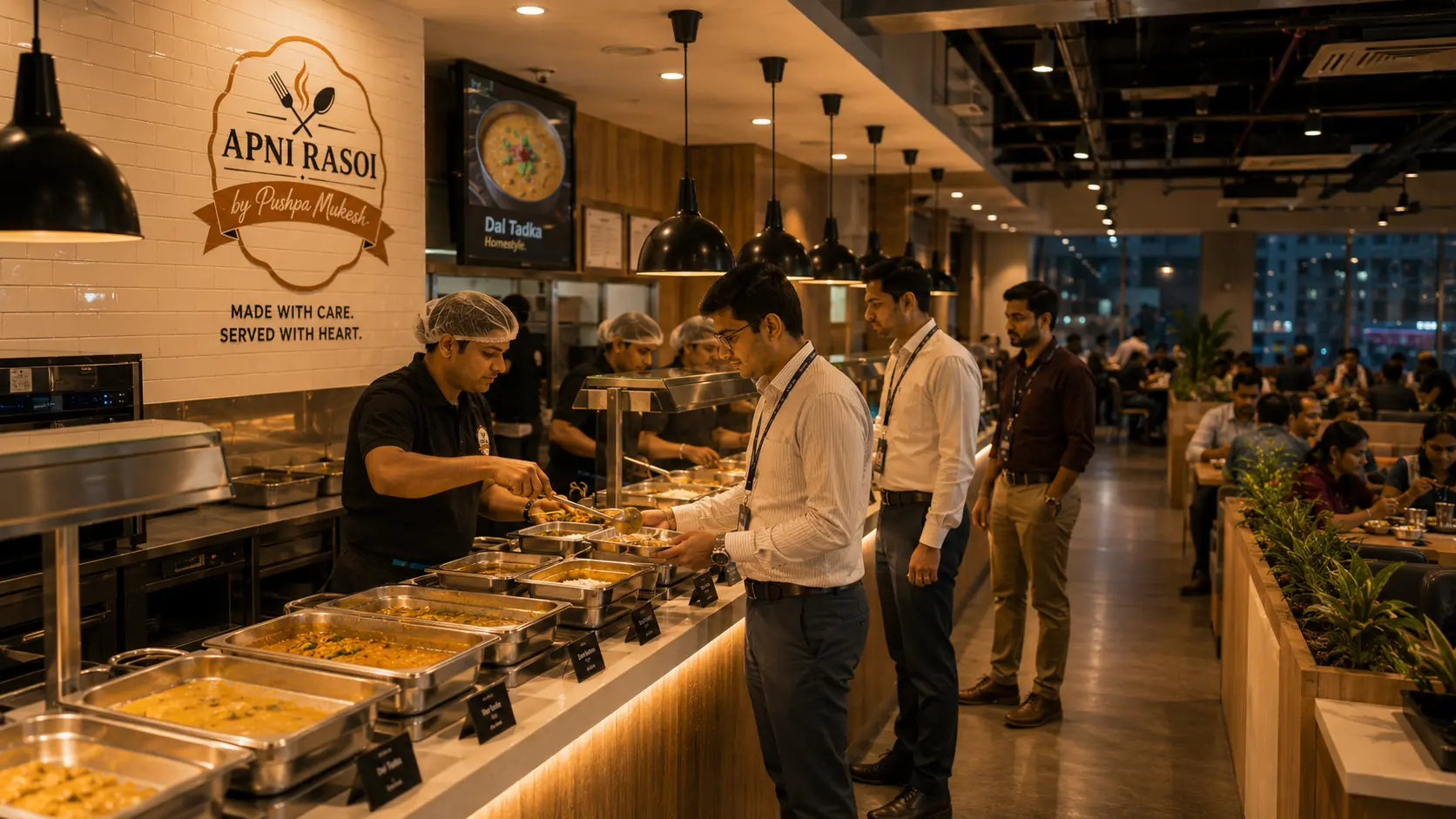 Evening shift meal service at a BPO